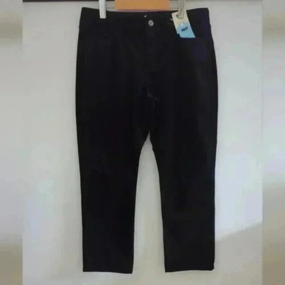ST. JOHNS BAY |  Women's Black Soft Corduroy Straight Leg Tummy Control Pants
